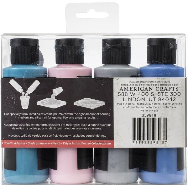 American Crafts Color Pour Magic Pre-Mixed Paint Kit 4/Pkg