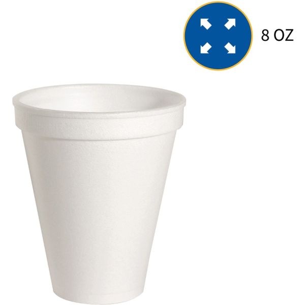 Genuine Joe 8 Oz Foam Cups, 8 Oz Size, White, 1,000/Carton