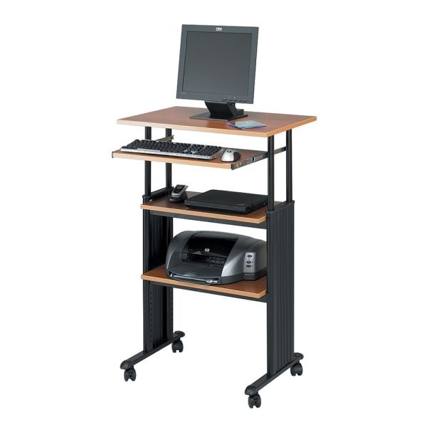 Safco Muv Stand-Up Adjustable Height Desk Workstation, 49"H X 22"W X 29"D, Medium Oak