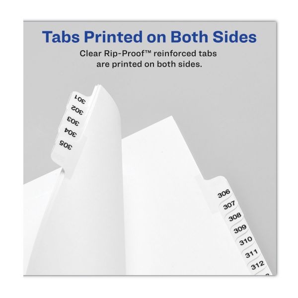 Avery Preprinted Legal Exhibit Side Tab Index Dividers, Avery Style, 25-Tab, 351 To 375, 11 X 8.5, White, 1 Set, (1344)