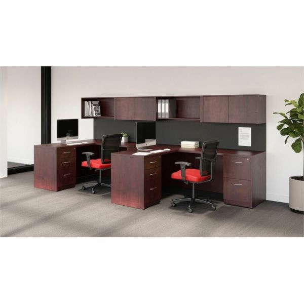 Lorell Essentials 16"W Vertical 3-Drawer Fixed Pedestal File Cabinet For Computer Desk, Mahogany