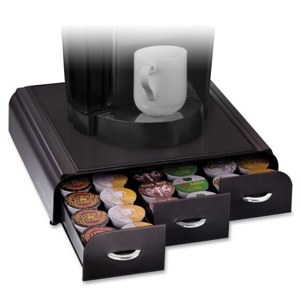 Mind Reader Anchor Collection 3-Drawer Coffee Pod Drawer Organizer For 36 Coffee Pod Capacity, 2-1/2"H X 13-1/2"W X 12-1/4"D, Black