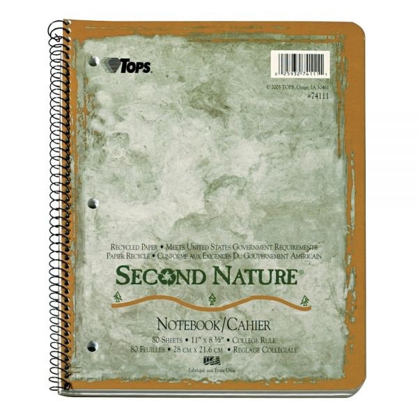 Tops Second Nature Single Subject Wirebound Notebook, Medium/College Rule, Randomly Assorted Covers, 11 X 8.5, 80 Sheets