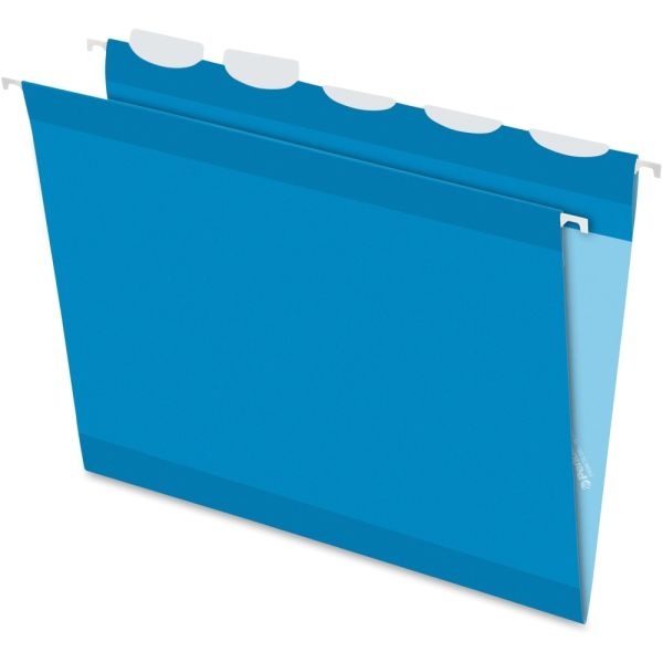 Pendaflex Ready-Tab Reinforced Hanging Folders, With Lift Tab Technology, 1/5 Cut, Letter Size, Blue, Pack Of 25