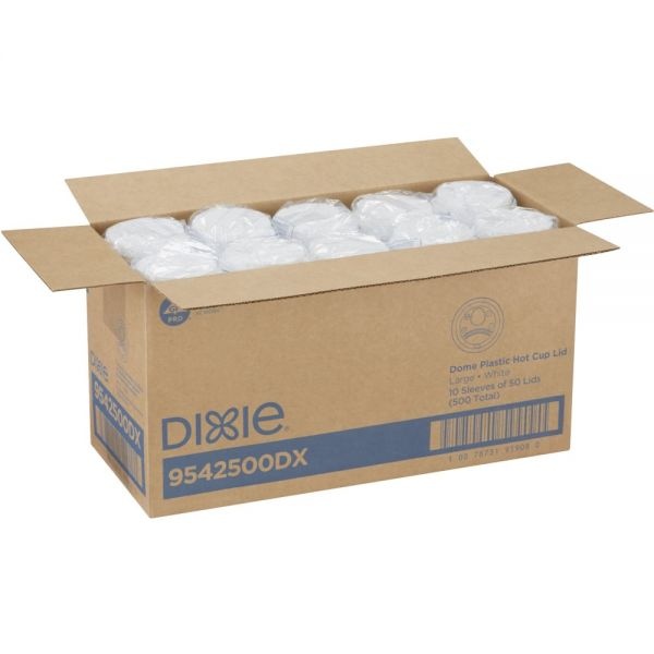 Dixie Perfectouch Drink-Thru Coffee Cup Lids, For 10-16 Cups, Plastic, White, 50/Pack