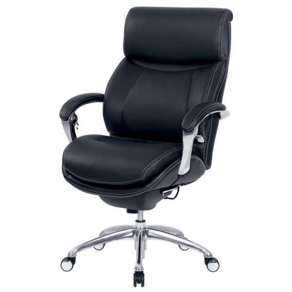 Serta Icomfort I5000 Ergonomic Bonded Leather High-Back Executive Chair, Onyx Black/Silver