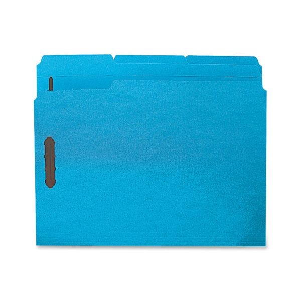 Sparco Color Fastener Folders With 2-Ply Tabs, Letter Size, Blue, Box Of 50