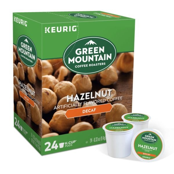 Green Mountain Coffee Hazelnut Decaf Coffee K-Cups, Light Roast, 24/Box