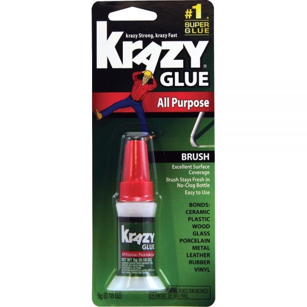 Krazy Glue All Purpose Brush-On Krazy Glue, 0.17 Oz, Dries Clear
