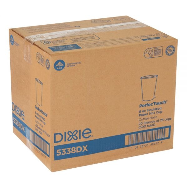 Dixie Perfectouch 8 Oz Paper Coffee Cups, 500 Cups/Carton