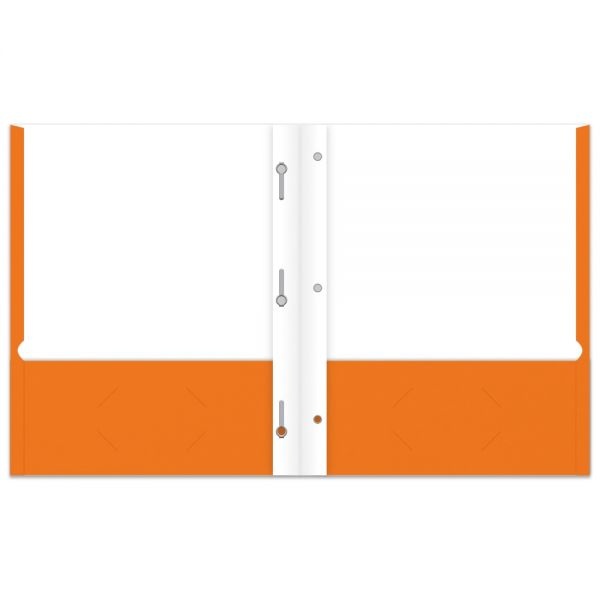 2-Pocket Paper Folder With Prongs, Letter Size, Orange
