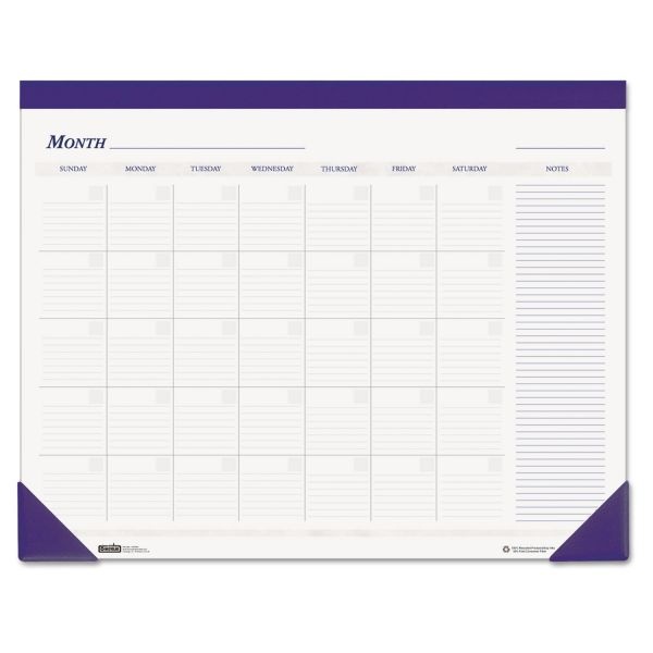 House Of Doolittle Recycled Nondated Desk Pad Calendar, 22 X 17, White/Blue Sheets, Blue Binding, Blue Corners, 12-Month (Jan To Dec): Undated, Undated Calendar