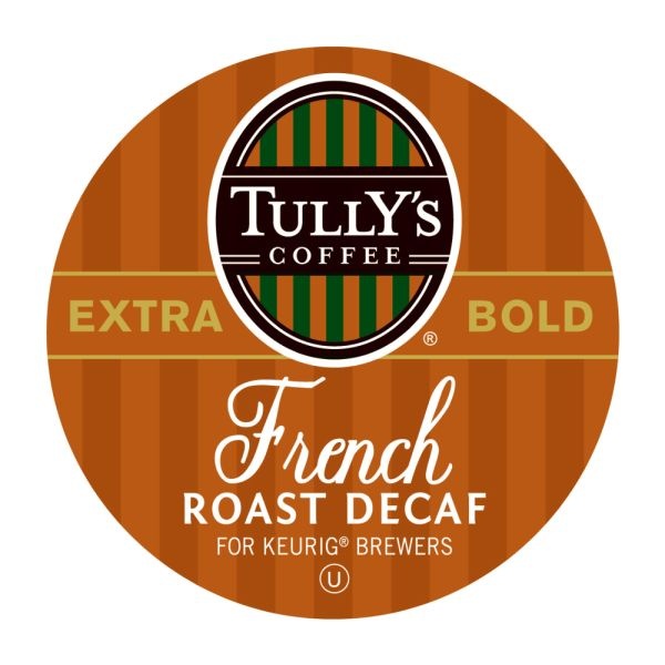Tully's Coffee French Roast Decaf Coffee K-Cups, Dark Roast, 24/Box