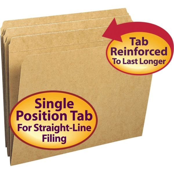 Smead Straight-Cut Kraft File Folders, Letter Size, Kraft, Box Of 100
