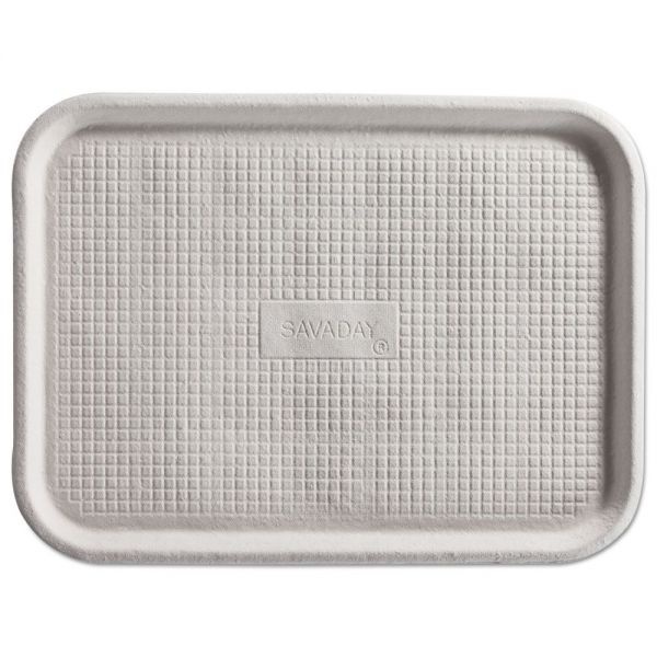 Chinet Savaday Molded Fiber Flat Food Tray, 1-Compartment, 16 X 12, White, Paper, 200/Carton
