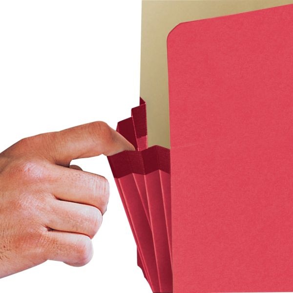 Smead Color File Pockets, Letter Size, 1 3/4" Expansion, 9 1/2" X 11 3/4", Red
