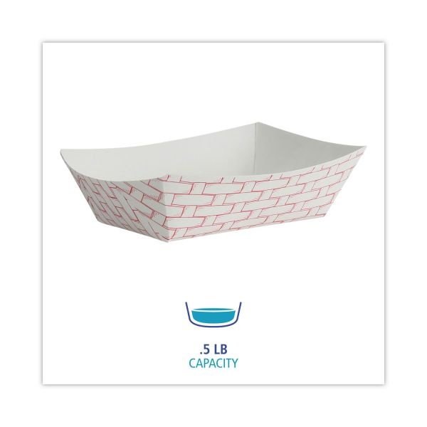 Boardwalk Paper Food Baskets, 0.5 Lb Capacity, Red/White, 1,000/Carton