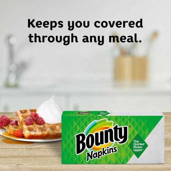Bounty Quilted Napkins, 1-Ply, 12 1/10 X 12, White, 200/Pack, 8 Pack/Carton