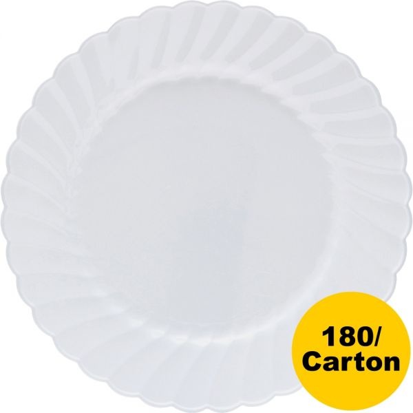 Wna Classicware Plastic Dinnerware, Plates, 9" Dia, White, 12/Bag, 15 Bags/Carton