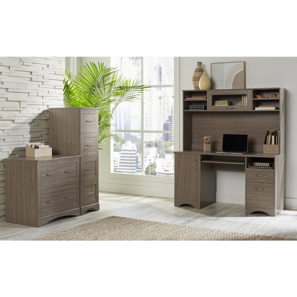 Realspace Pelingo 56”W Desk With Hutch, Gray