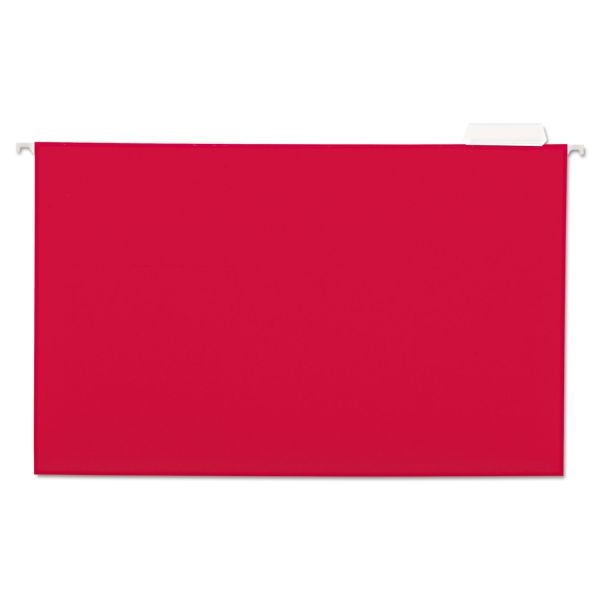 Universal Deluxe Bright Color Hanging File Folders, Legal Size, 1/5-Cut Tabs, Red, 25/Box