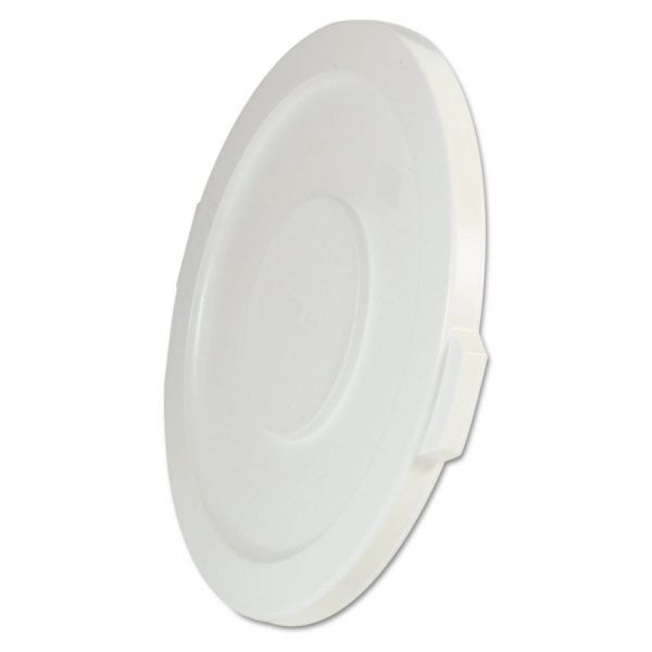 Rubbermaid Commercial Round Flat Top Lid, For 32 Gal Round Brute Containers, 22.25" Diameter, White