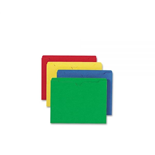 Smead Colored File Jackets With Reinforced Double-Ply Tab, Straight Tab, Letter Size, Assorted Colors, 100/Box