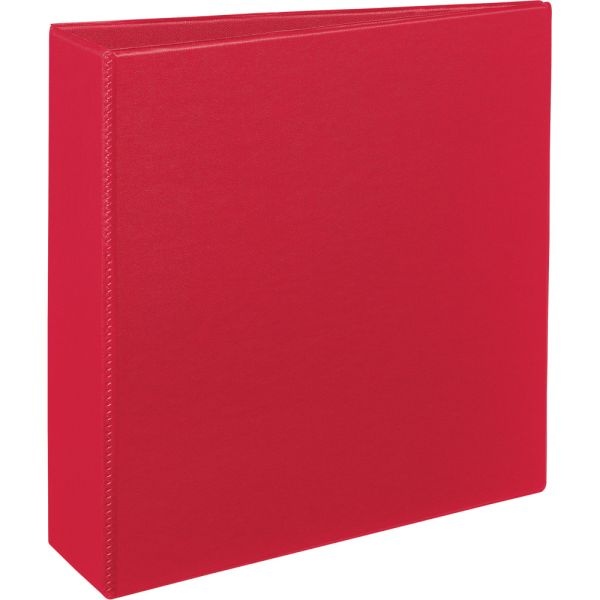Avery Durable 3-Ring Binder With Ez-Turn Rings, 3" D-Rings, 45% Recycled, Red