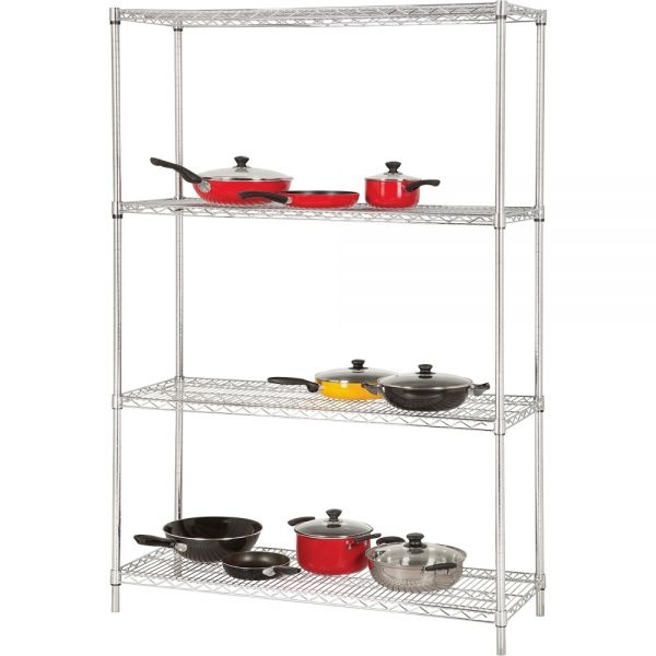 Lorell Industrial Wire Shelving Starter Unit, 48"W X 24"D, Chrome