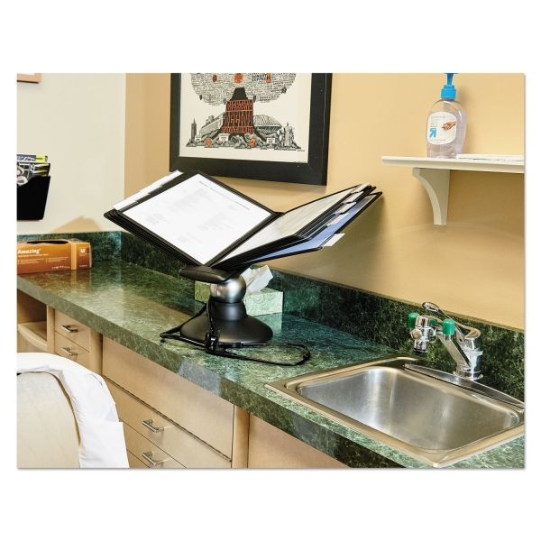 Durable Sherpa Motion Desk Reference System, 10 Panels, Black Borders