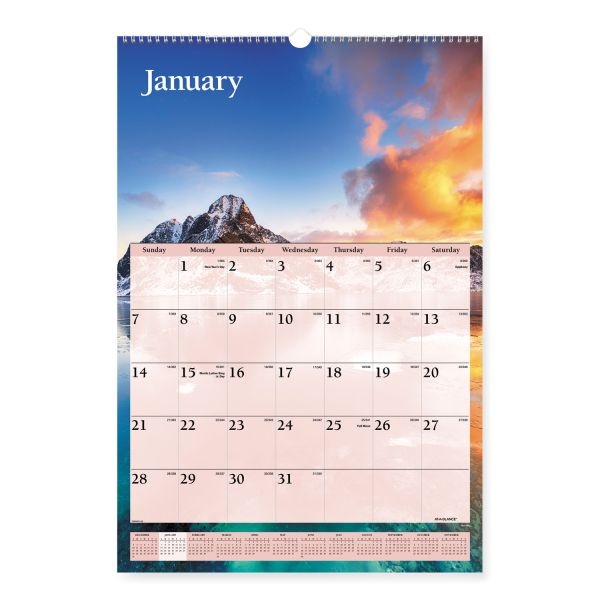 At-A-Glance Scenic Monthly Wall Calendar, Scenic Landscape Photography, 15.5 X 22.75, White/Multicolor Sheets, 12-Month (Jan-Dec): 2024