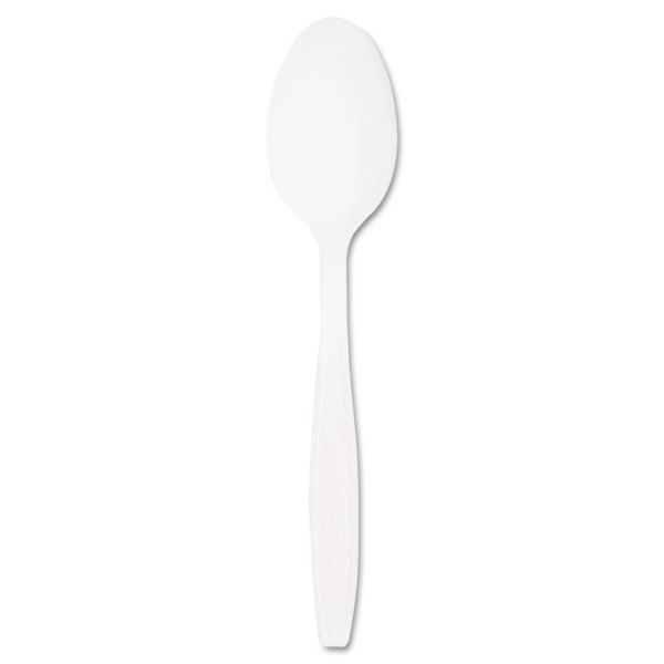 Guildware Extra Heavyweight Plastic Cutlery, Teaspoons, White, 100/Box