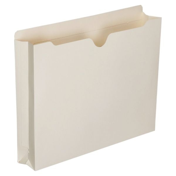 Skilcraft Manila Double-Ply Tab Expanding File Jackets, 2" Expansion, Letter Size Paper, 8 1/2" X 11", 30% Recycled, Box Of 50