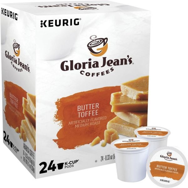 Gloria Jean's Coffees Single-Serve Coffee K-Cup Pods, Butter Toffee, Carton Of 24