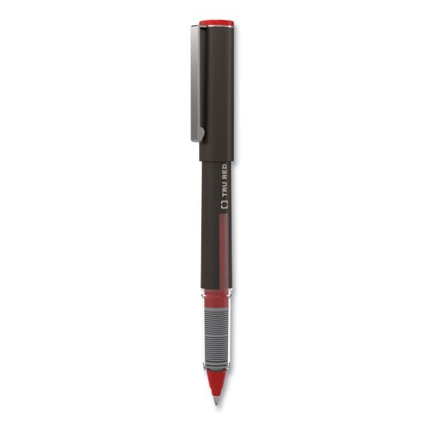 Tru Red Roller Ball Pen, Stick, Fine 0.5 Mm, Assorted Ink And Barrel Colors, 3/Pack