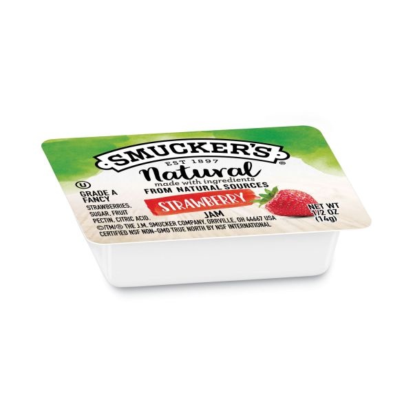 Smucker's Smuckers 1/2 Ounce Natural Jam, 0.5 Oz Container, Strawberry, 200/Carton