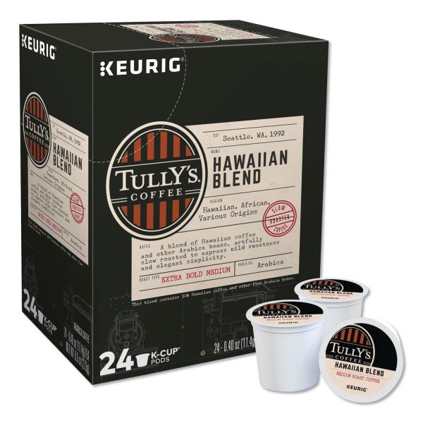 Tully's Coffee Hawaiian Blend Coffee K-Cups, Medium Roast, 96/Carton
