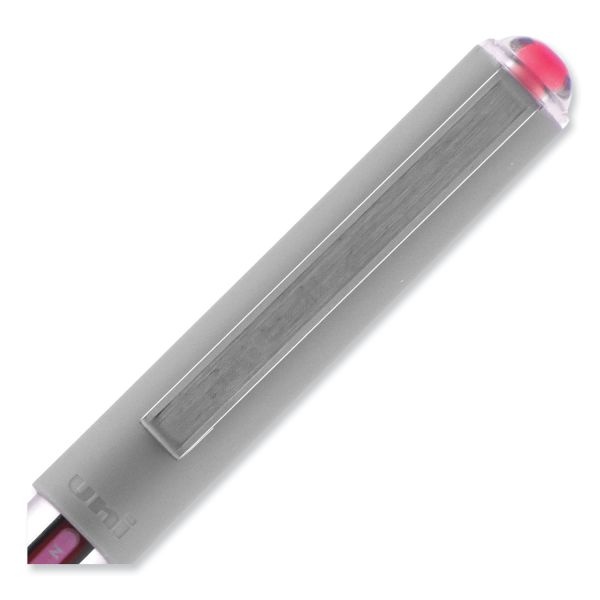 Uniball Vision Roller Ball Pen, Stick, Fine 0.7 Mm, Pink Ink, Silver/Pink/Clear Barrel, Dozen