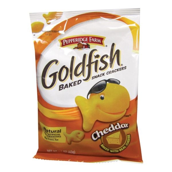 Pepperidge Farm Goldfish Baked Crackers, Cheddar, 1.5 Oz, Carton Of 72