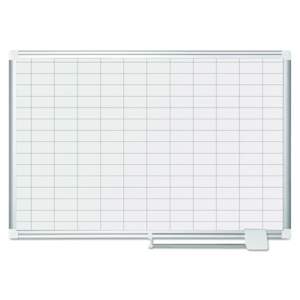 Mastervision Grid Planning Board, 1 X 2 Grid, 36 X 24, White/Silver