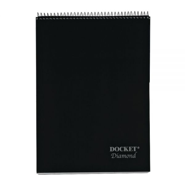 Tops Docket Diamond Top-Wire Ruled Planning Pad, Wide/Legal Rule, Black Cover, 60 White 8.5 X 11.75 Sheets
