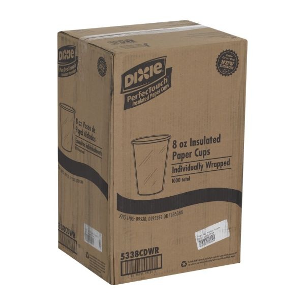 Dixie Perfectouch Insulated Paper Cups, 8 Oz, Coffee Haze, Pack Of 1,000 Cups