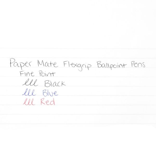 Paper Mate Flexgrip Elite Ballpoint Stick Pens, Medium Point, 1.0 Mm, Black Barrel, Black Ink, Pack Of 12