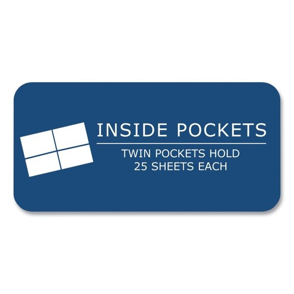 Roaring Spring Pocket Folder With 3 Fasteners, 0.5" Capacity, 11 X 8.5, Dark Blue, 25/Box, 10 Boxes/Carton