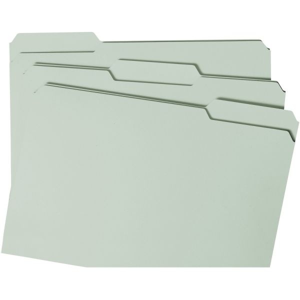 Smead Recycled Pressboard Folders With Two Safeshield Coated Fasteners, 2" Expansion, 1/3-Cut Tabs, Legal Size, Gray-Green, 25/Box
