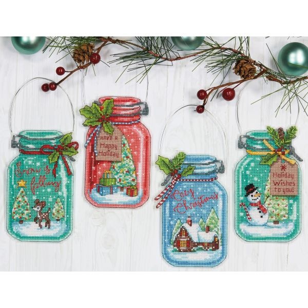 Christmas Jar Ornaments Counted Cross Stitch Kit