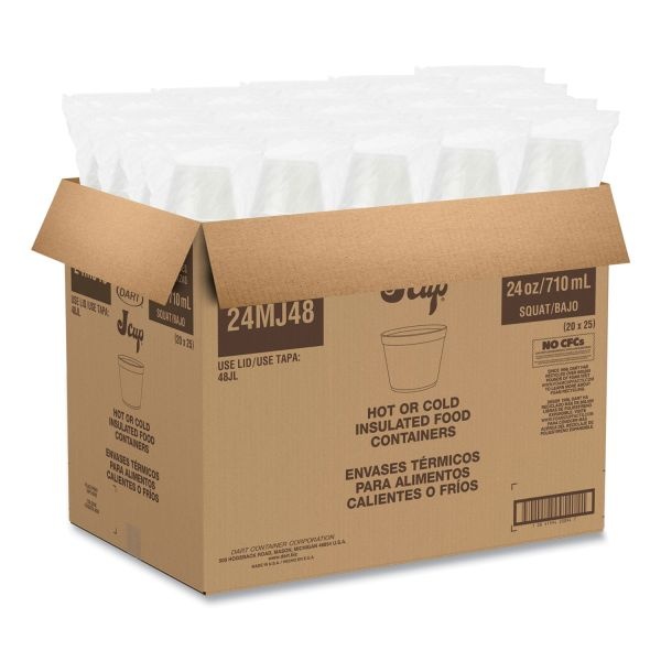 Dart Foam Containers, 24 Oz, White, 25/Bag, 20 Bags/Carton