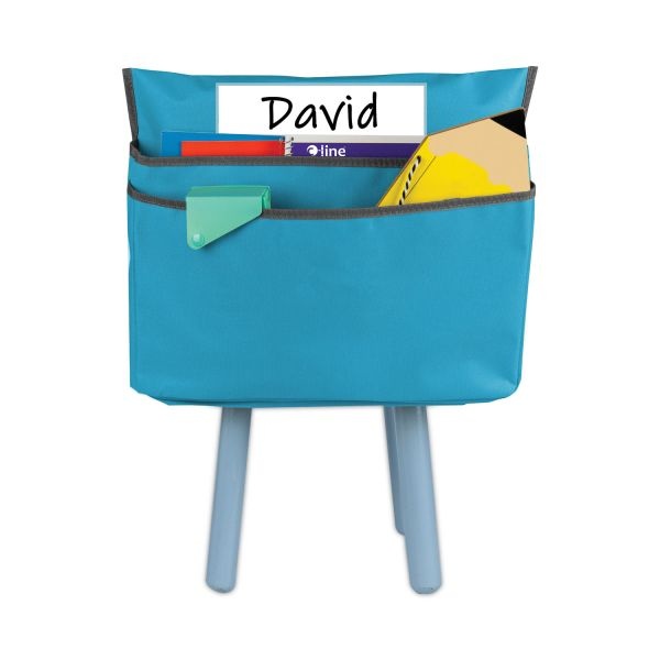 C-Line Chair Cubbies For Most Classroom Chair Styles, Medium, 16.37" X 13.5", Fabric/Vinyl, Seaside Blue