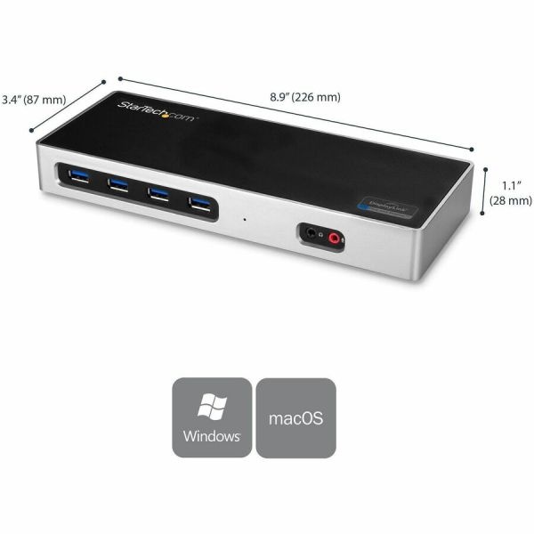 Usb-C / Usb 3.0 Docking Station - Compatible With Windows / Macos - Supports 4K Ultra Hd Dual Monitors - Usb-C - Six Usb Type-A Ports - Dk30a2dh