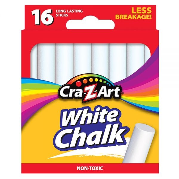 Cra-Z-Art Classroom Chalk, White, Pack Of 16 Pieces